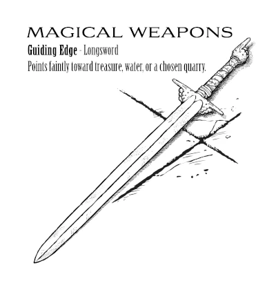Line art of a magical weapon call a Weapon-Guiding Edge